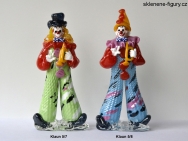 Skleněné figurky klaunů s trubkou